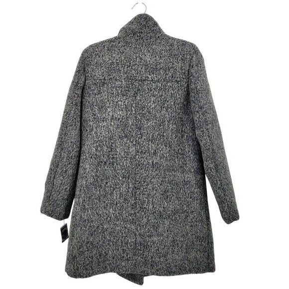 Kenneth Cole Womens Asymmetrical Pressed Boucle Wool Coat M Heathered Gray City - Picture 7 of 12